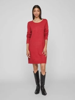 Vila Gebreide Jurken Gebreide Jurk Dames Rood -Vila eccc61991642e9bd83d1bb39f34cca67