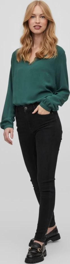 Vila Kanten Blouses Blouse Dames Groen -Vila ecf64661c77fdf9fe40ea069e70d9f45