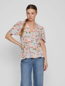 Vila Blouses Met Korte Mouw Blouse Dames Blauw -Vila ee53f9fe8088bf113483900d38cfcf52