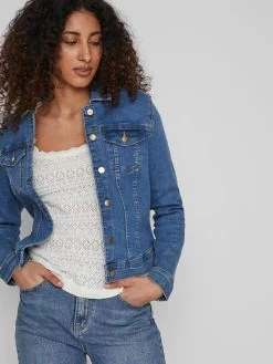 Vila Spijkerjasjes Tussenjas LIA Dames Blauw -Vila ee74c5a6ed5df4a5917cbb22f7bffaeb