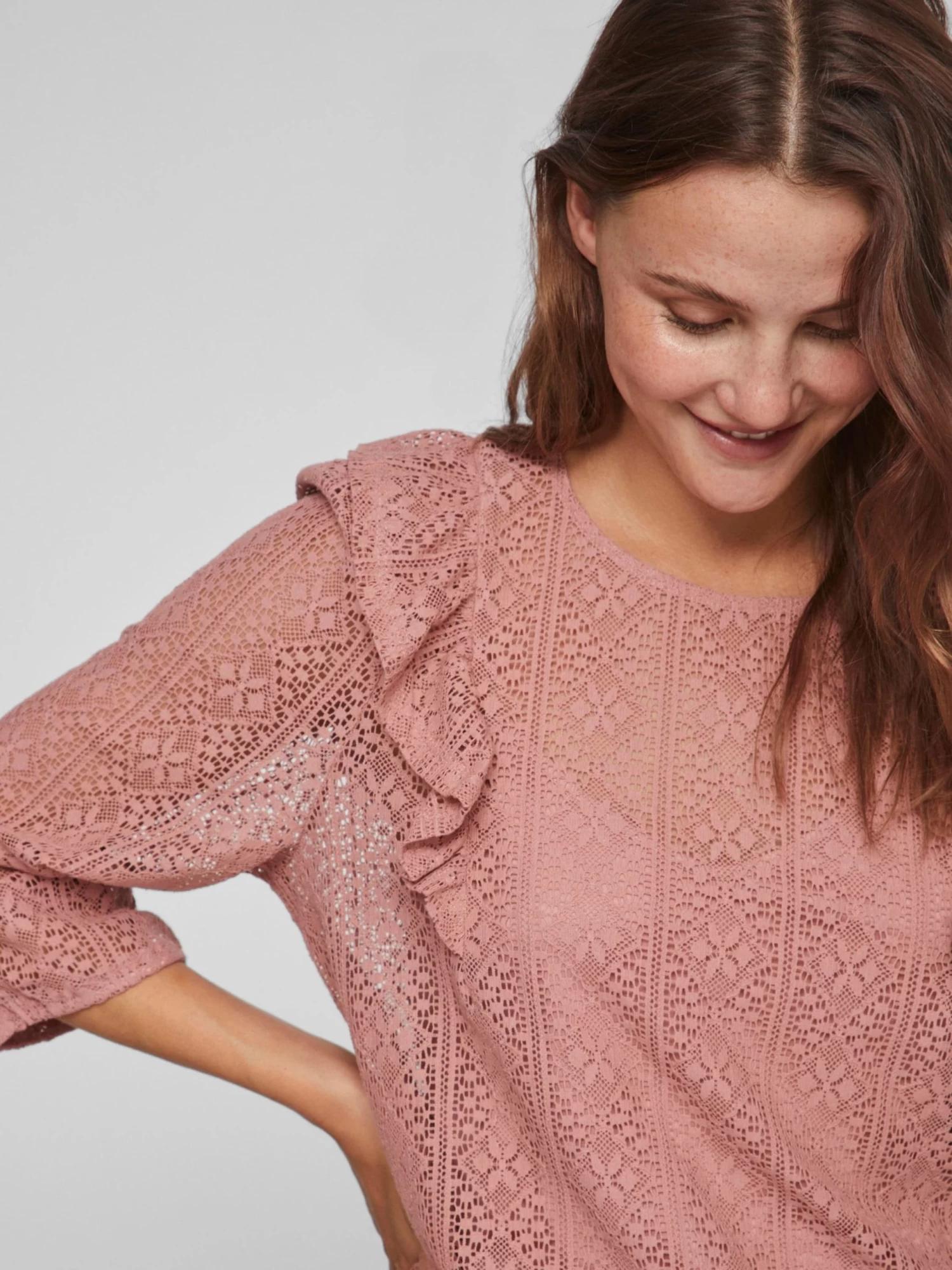 Vila Kanten Blouses Blouse Nesa Dames Oudroze 8 Vila Kanten Blouses Blouse Nesa Dames Oudroze - Afbeelding 6