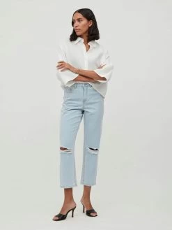 Vila Mom Jeans Loosefit Jeans Dames Lichtblauw -Vila f08969a9303a141e90579c99bd4da309