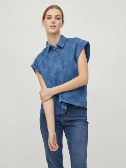 Vila Bodywarmers Bodywarmer Dames Blauw -Vila f396d5cb1c2f685989525b813301a944