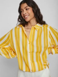 Vila Overhemden Blouse Dames Geel -Vila f3ac6256a47359f54fba79e30c1a315b