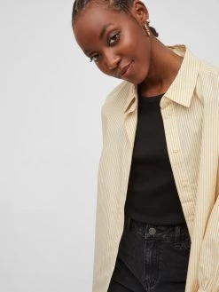 Vila Lange Blouses Blouse Gitzy Dames Sand / Natuurwit -Vila f5461cf4ff47dfd16c6ffd88c5107a2c