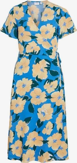 Vila Midi Jurken Jurk Dames Blauw / Geel
