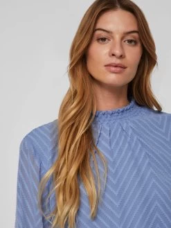 Vila Blouseshirts Blouse Dames Blauw -Vila f6a617555f33e1281074092b4446a447