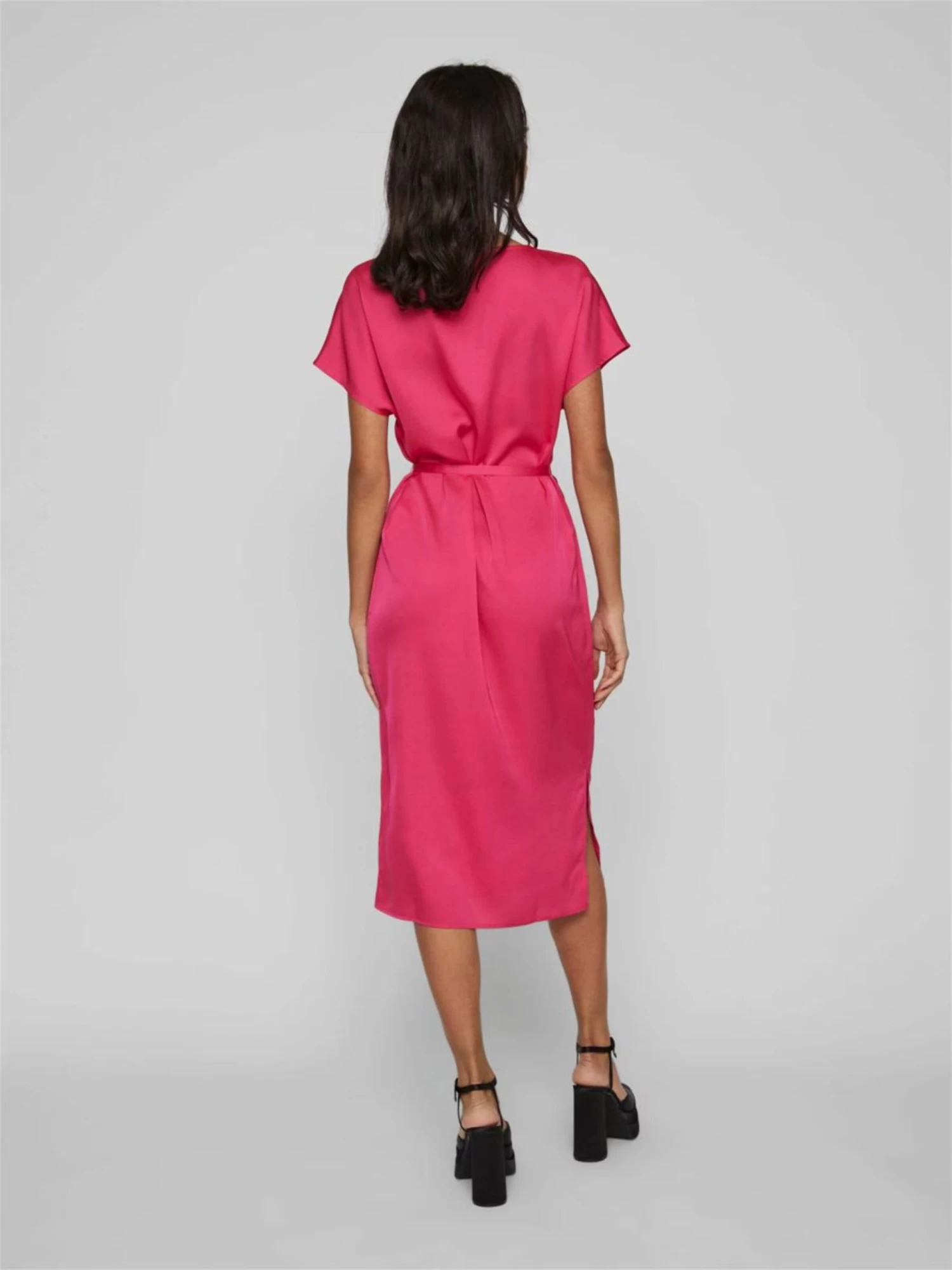 Vila Midi Jurken Jurk Dames Magenta 5 Vila Midi Jurken Jurk Dames Magenta - Afbeelding 3