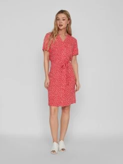 Vila Blousejurken Blousejurk Dames Rood -Vila fcfad685b83f830612d0b5ce51eca185