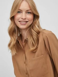 Vila Overhemden Blouse Julima Dames Lichtbruin -Vila fd02a1bb05eb9d064539ed68fb1455cc