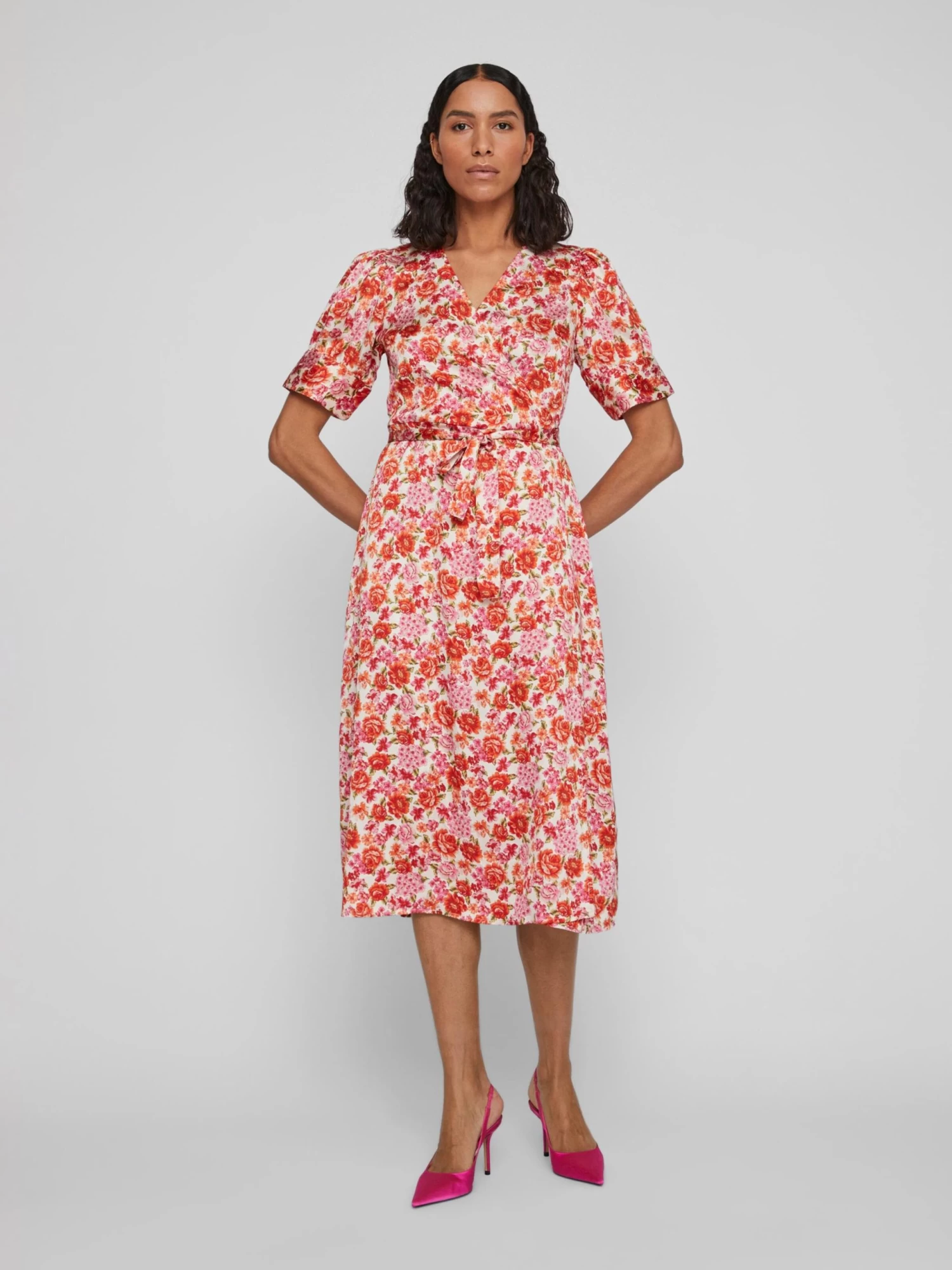 Vila Midi Jurken Jurk Naria Dames Rood 7 Vila Midi Jurken Jurk Naria Dames Rood - Afbeelding 5