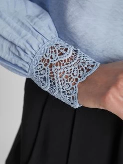 Vila Kanten Blouses Blouse Dames Blauw -Vila ff42e0008ec10cf64b52bbe86728d448